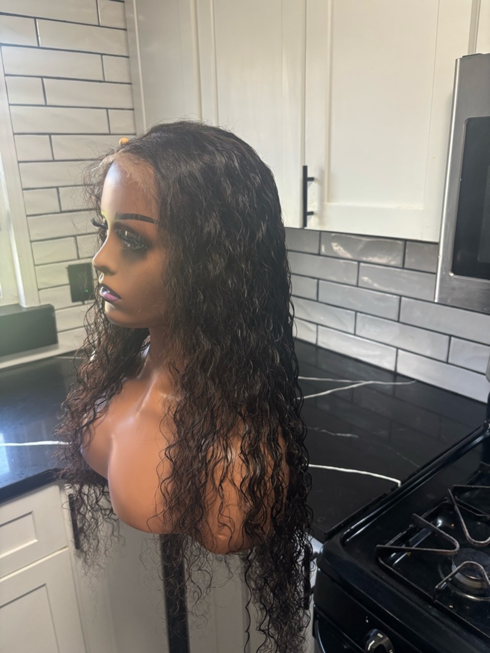 Human Hair Lace Front Wig - Natural Black Deep Wave